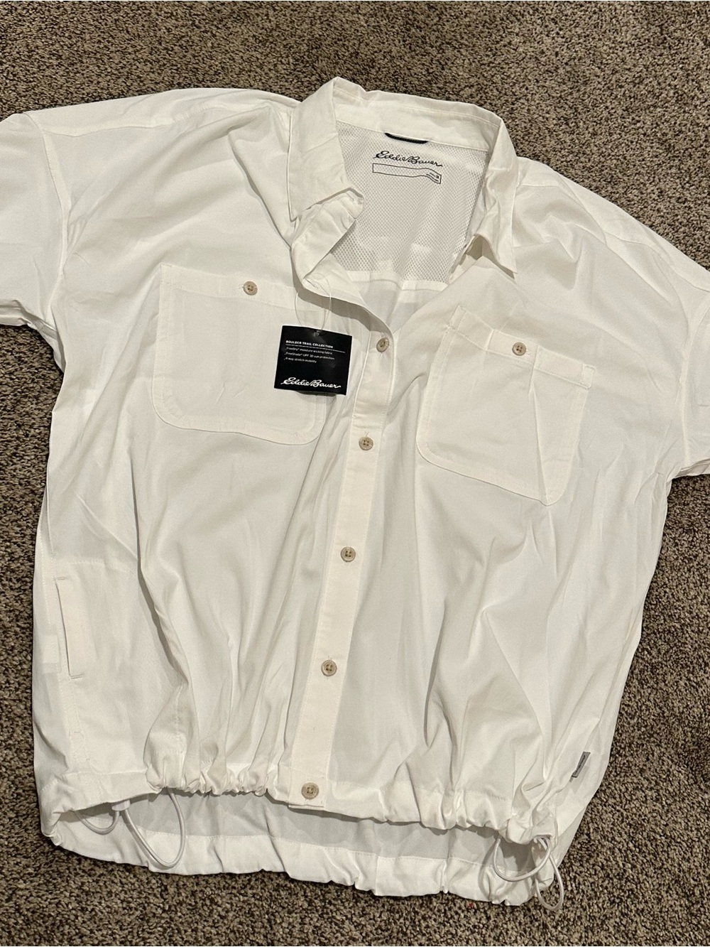 Eddie Bauer White Short-Sleeve Button Front Shirt
